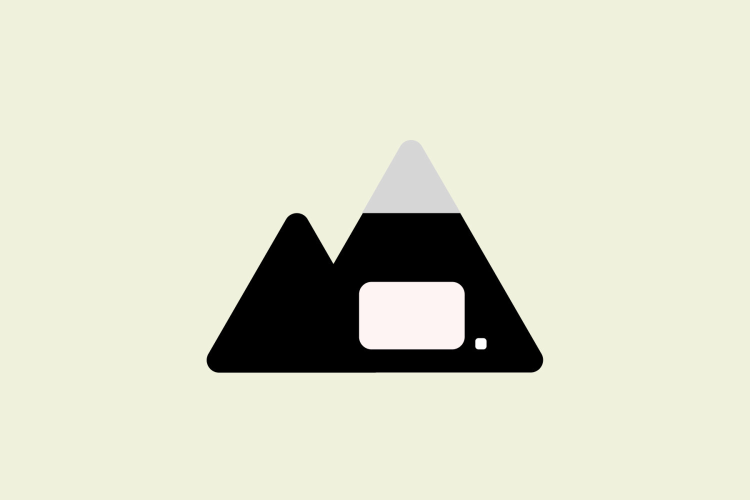 Kruising van een pictogram van een berg en van een diskette.