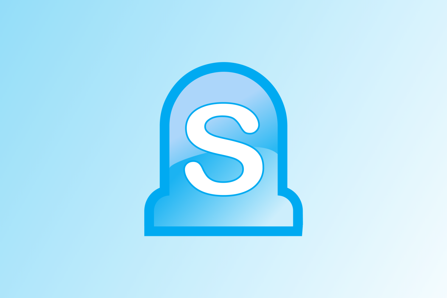 Skype-logo, maar in een grafzerk.
