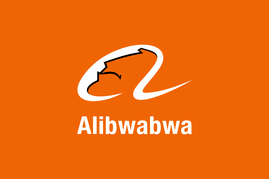 Logo van Alibaba, maar met een triest gezicht in plaats van een lach. Eronder staat 'Alibwabwa'.