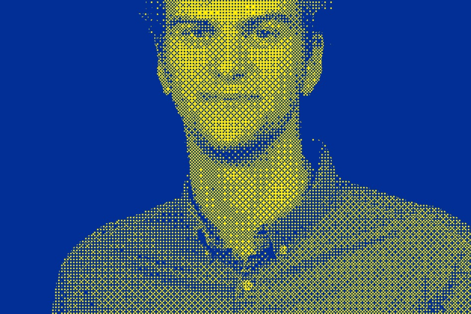 Foto van Pieter Haeck in ASCII-art.
