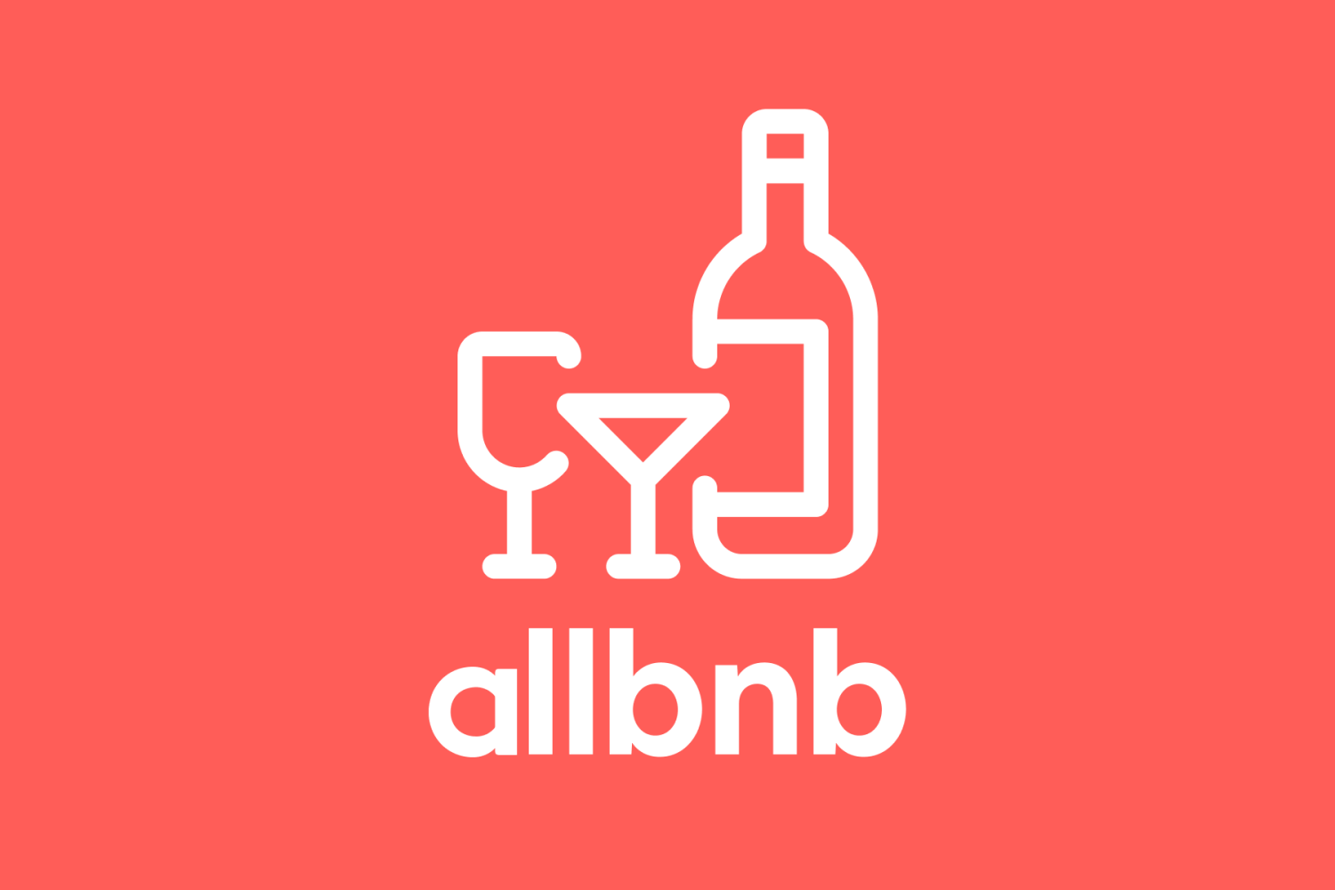 Airbnb-logo, maar er staat 'Allbnb' en het icoon is een bord met wijnglas.