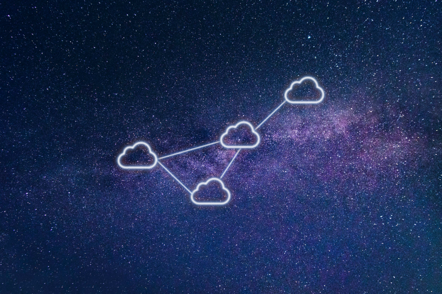 Een sterrenhemel met cloud-iconen als sterrenbeeld.