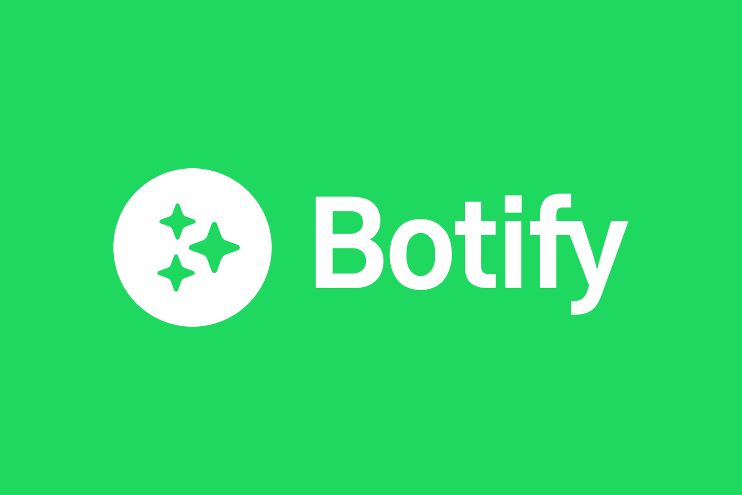 Het Spotify-logo, maar met AI-sprankels en 'Botify'.