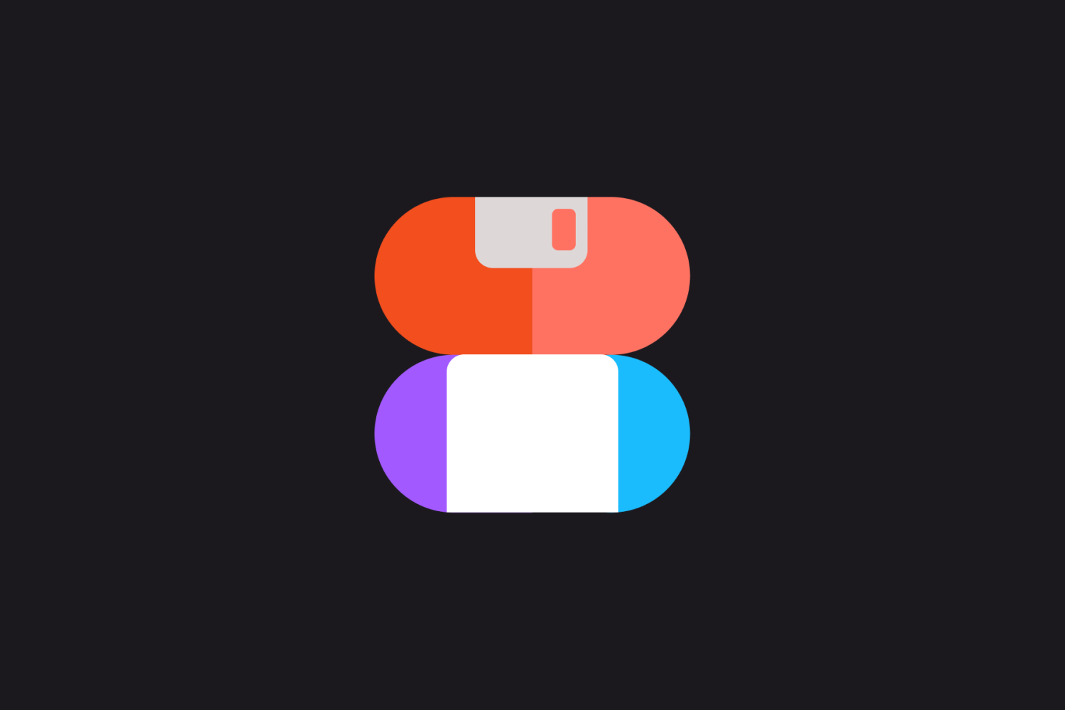 Figma-logo met een diskette in verwerkt.