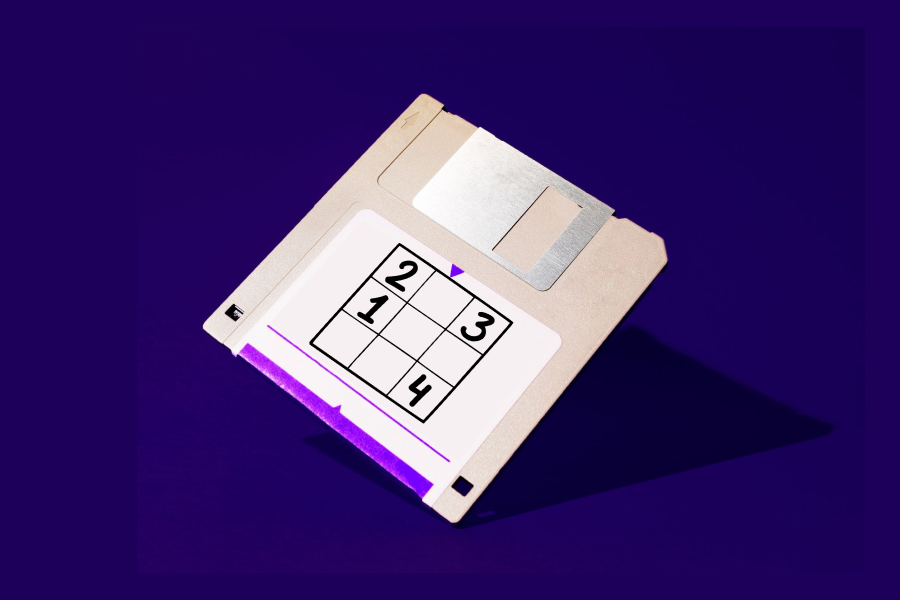 Een diskette met een sudoku op.