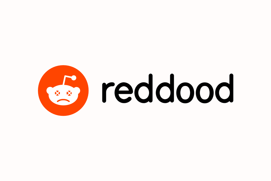 Reddit-logo met dode oogjes, en 'Reddood' als tekst.