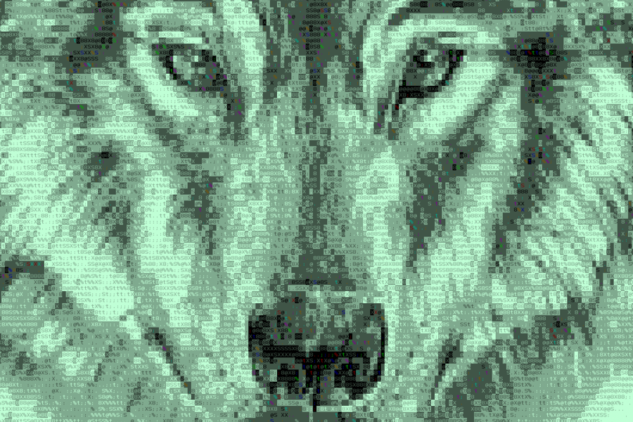 Een wolf, maar in ASCII-art.