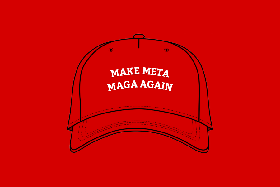 Rode pet met daarop: 'Make Meta MAGA Again'
