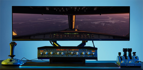The WINGFLEX Sim A320 FCU, which includes both EFIS sides, the main FCU unit and a stand.